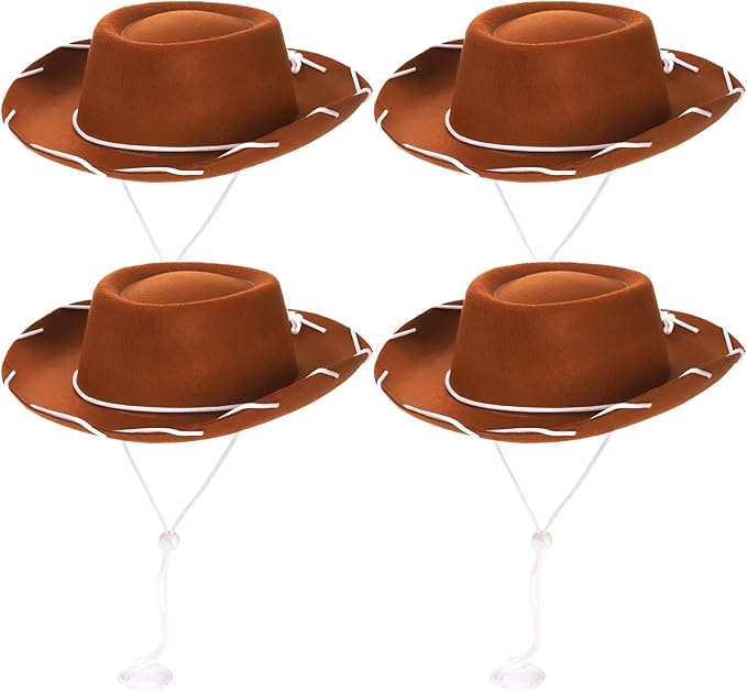 Peohud 4 Pack Felt Cowboy Hat, Small Western Cowgirl Hat, Wide Brim Cowboy Hat - Image 5