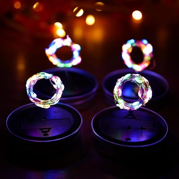 VOOKRY 12 Pack Solar Mason Jar Lights, 30 LED Mason Jar Lids Waterproof Firefly - Image 5