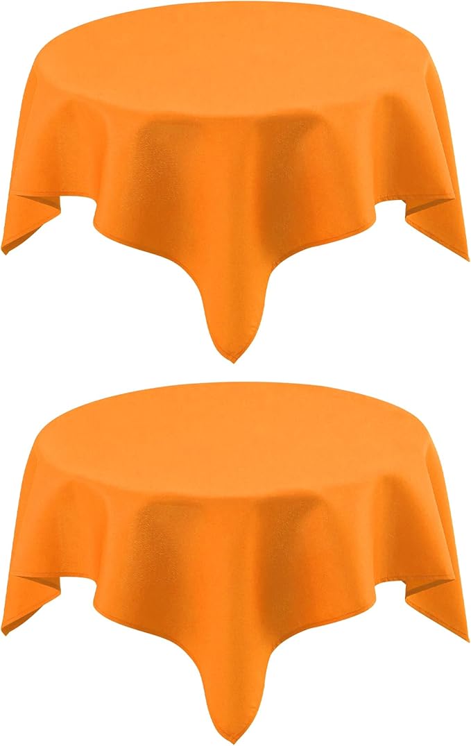 2 Pack Small Square Table Cloth 36X36 Inch Orange Washable Fabric Tablecloth by mylacerhome