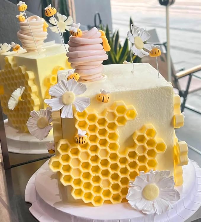 Embossing Lace Fondant Mold, Honeycomb Bee Silicone Moldsand Bee Lace Fondant - Image 4