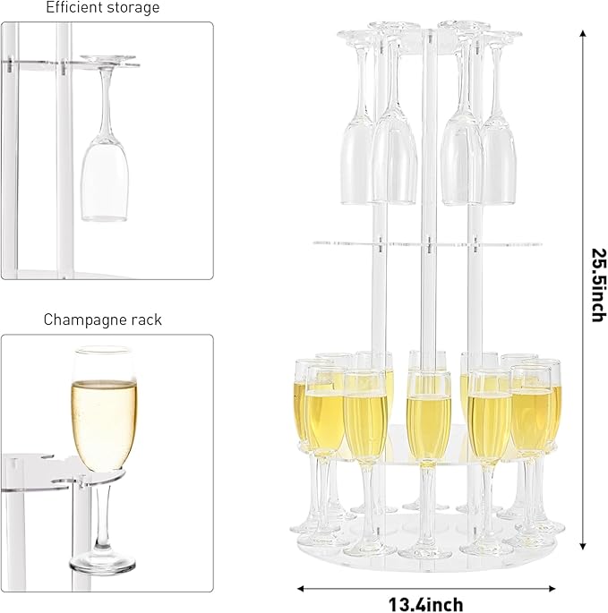 Champagne Tower, Circle Acrylic Champagne Display Rack Stand - Image 4