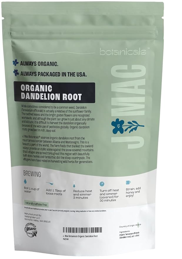 J Mac Botanicals Organic Dandelion Root unroasted, herb - Image 9