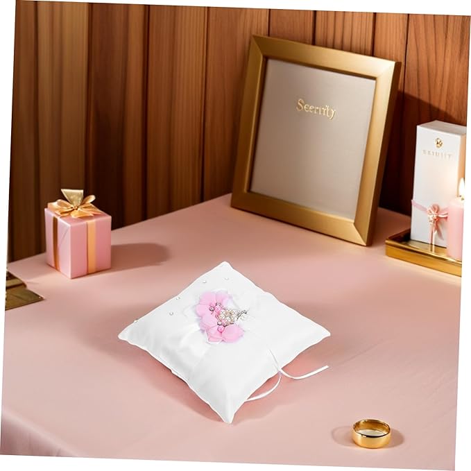 Floral Wedding Ring Bearer Pillow 20x20cm - Image 5