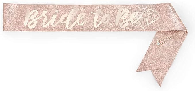 HAPPYLAND Bachelorette Party Decorations Bride To Be Sash Rose Gold Glitter - Image 2