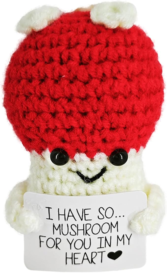 Crochet Emotional Support Mushroom-Handmade Mental Health Gifts by Unknown