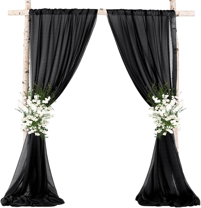 MLMW Wedding Arch Draping Fabric 1 Panel 29" x 20Ft Black Sheer Wedding Arch - Image 5