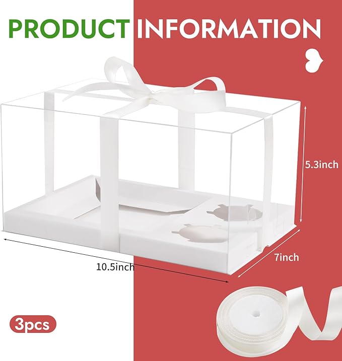 JCD 3 Pcs Cake Cupcake Combo Boxes, 1+2 Cupcake carriers 2 Cupcakes Holes - Image 5