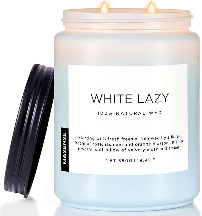 M&SENSE Spring Scented Candle, Jasmine Clean Cotton Soy Wax Large 19.4oz 110 by MSENSE