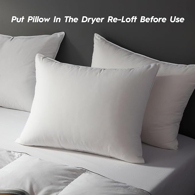 Globon Ultra Soft Down Pillow Standard Size Set of 2, All Down Filled Bed Pillow - Image 7