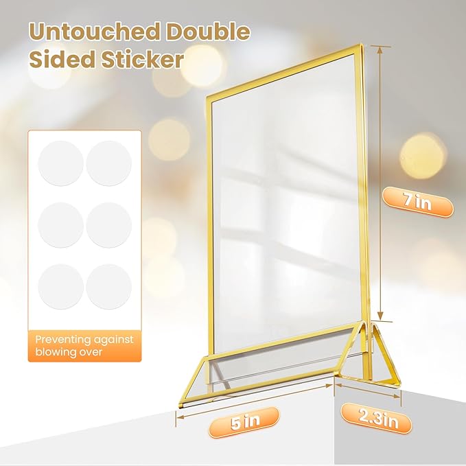Acrylic Sign Holder 5X7 Gold Picture Frame Double-Sided Acrylic Frames - Image 2