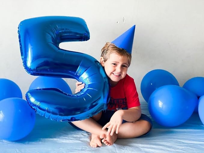 40 Inch Big Dark Blue Number 5 Balloon Birthday Decoration, Number 5 Helium - Image 3