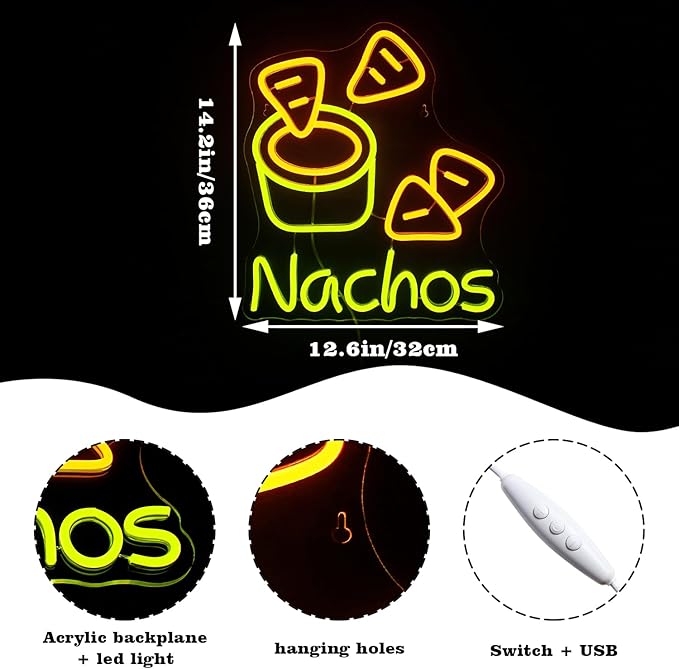 LookLight Nachos Neon Sign, Cheesy Delight Neon Light - Image 5