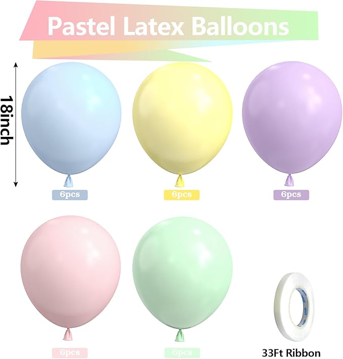 Bezente Pastel Balloons 18 Inch - Image 2
