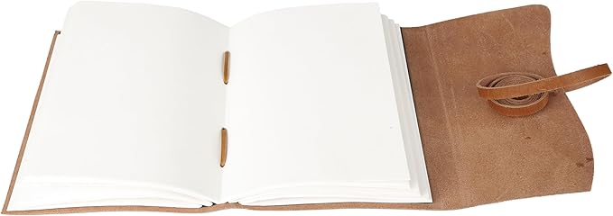 KomalC Tan Handmade Leather Journal | 8x6 Inch Vintage Writing Notebook Unlined - Image 4