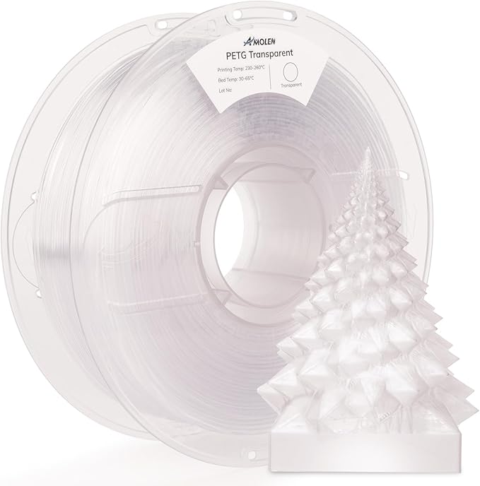 AMOLEN Rapid PETG Transparent 3D Printer Filament 1.75mm +/-0.02mm, Transcucent by AMOLEN