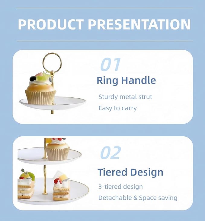 RAUVOLFIA 3 Tier Plastic Cupcake Stand, Tiered Serving Cake Stand, Round White - Image 4