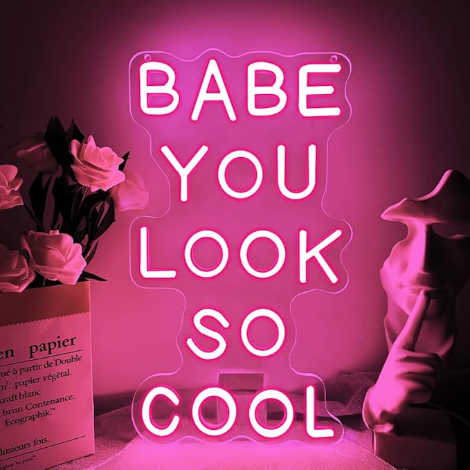 Babe You Look So Cool Neon Sign, Backdrop by BEISKAFNVSZ