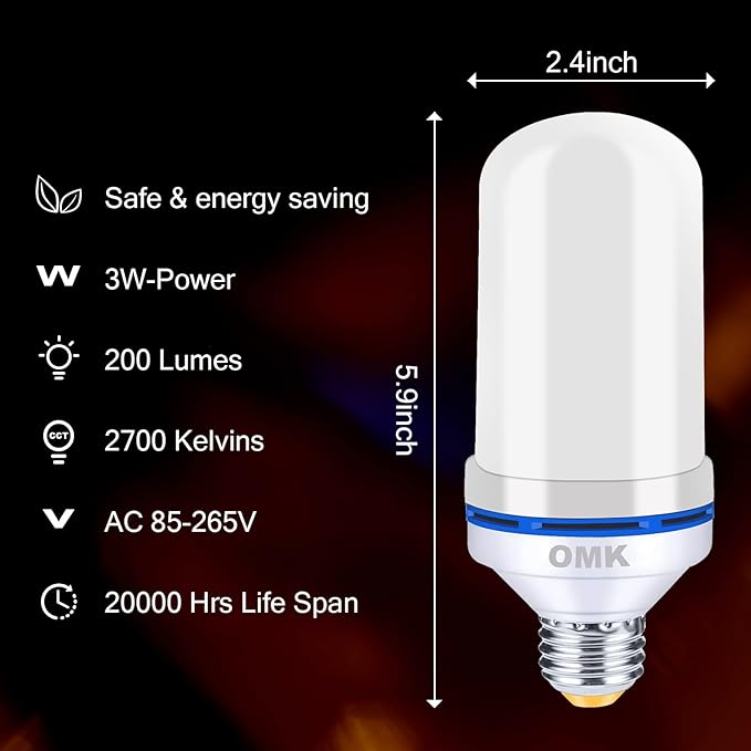 OMK 4 Pack Flickering Light Bulbs - Image 3