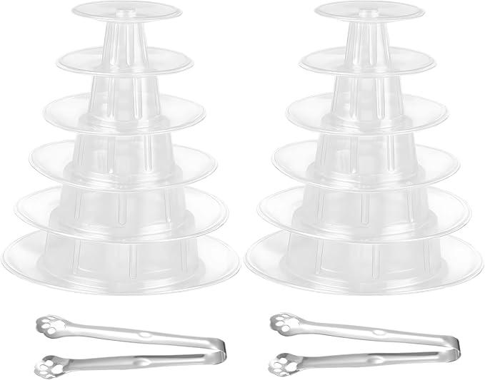 OMISTAR 2 PCS 6-Tier Clear Macaron Display Stands, Plastic Macaron Tray Tower - Image 6