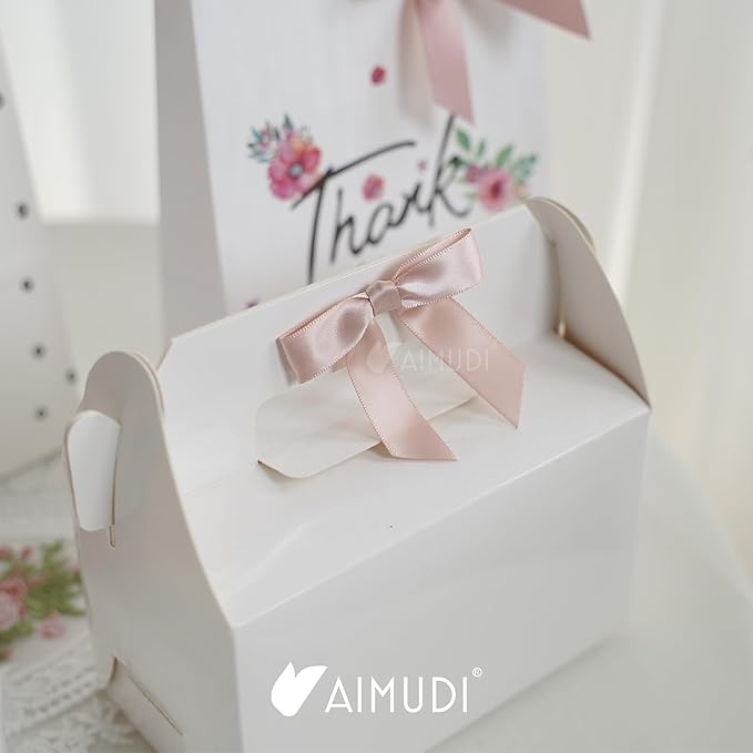 AIMUDI 5 Colors Dusty Rose Bows 2.5" Pink Satin Twist Tie Bows - Image 9