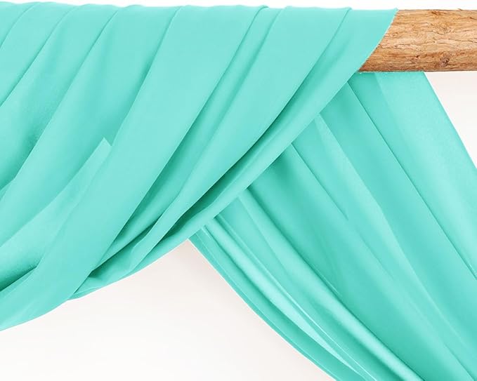 Wedding Arch Draping Fabric 2 Panels 30'' x 18FT Teal Sheer Chiffon Arch Drapery - Image 3