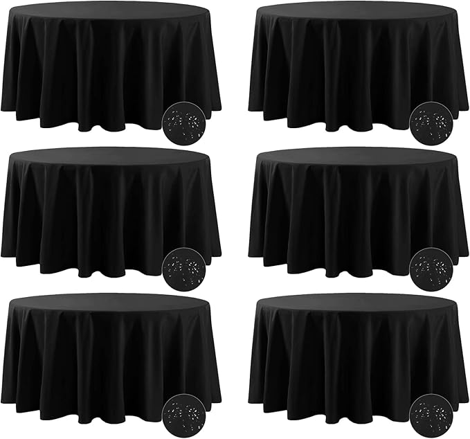 Fokitut 6 Pack Waterproof Round Tablecloth, 108 Inch, Stain Resistant and by BalsaCircle