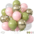 Retro Sage Green and Pink Balloons, 12 inch Metallic Gold Olive Green Pink by BIAPIAN