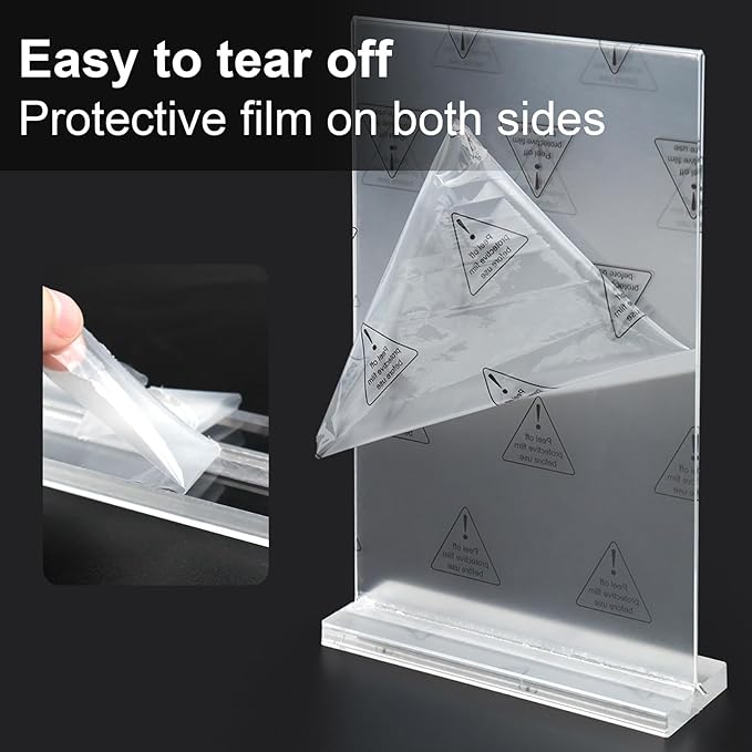 Acrylic Sign Holder 5.5x8.5 Inches 4 Pack, Double Sided Clear Display Stand - Image 7