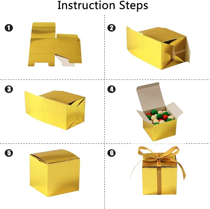 COTOPHER 60pcs Wedding Favor Boxes, Paper Gift Boxes 3x3x3 Inches Small Gift - Image 7