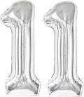 Silver Number 11 Balloon 40 inch, Number 11 Birthday Balloon by Upgesy