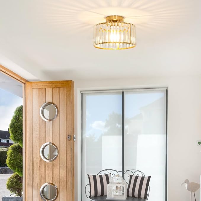 Crystal Ceiling Light Fixture, Modern Semi Flush Mount Ceiling Light, Close To - Image 3