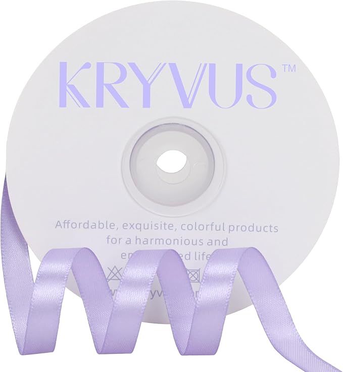 Lavender Satin Ribbon 3/8 inch X Continuous 50 Yards, Single Face Polyester by Kryvusribbon