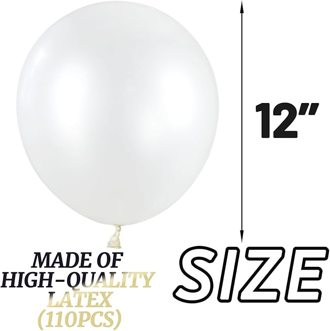 110pcs Pearl White Balloon 12 inch, Pearl white Latex Balloons - Image 2