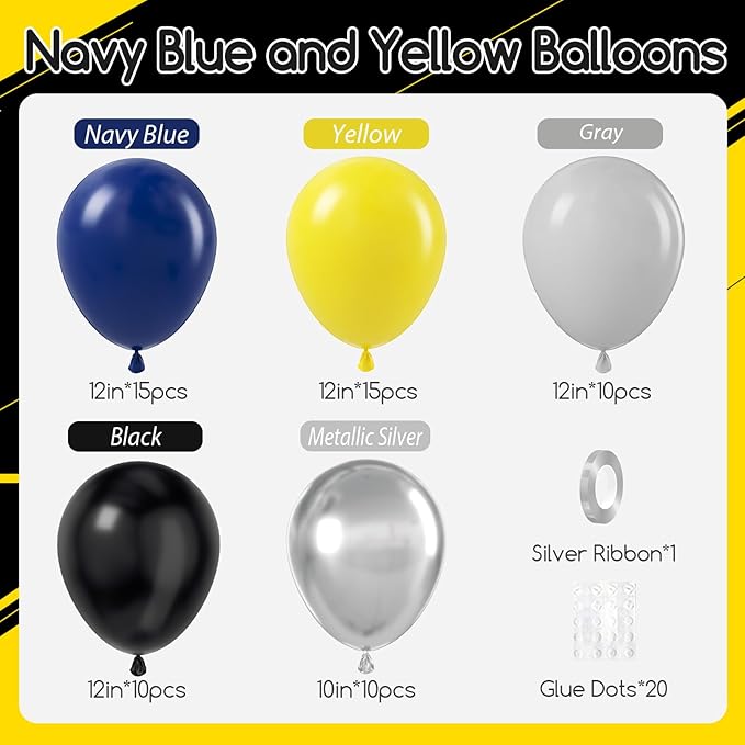 60pcs Black and Yellow Balloons 12inch - Image 3