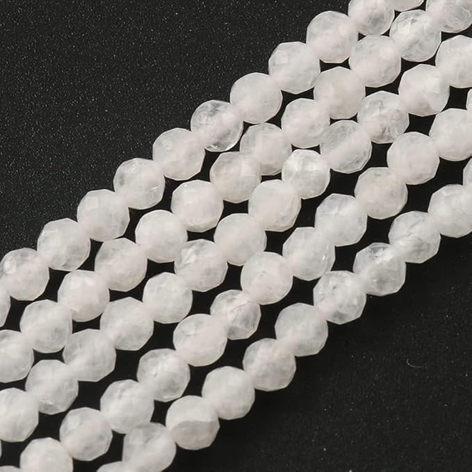 Song Xi 180pcs 2mm Natural White Moonstone Gemstone Faceted Round Loose Stones - Image 7