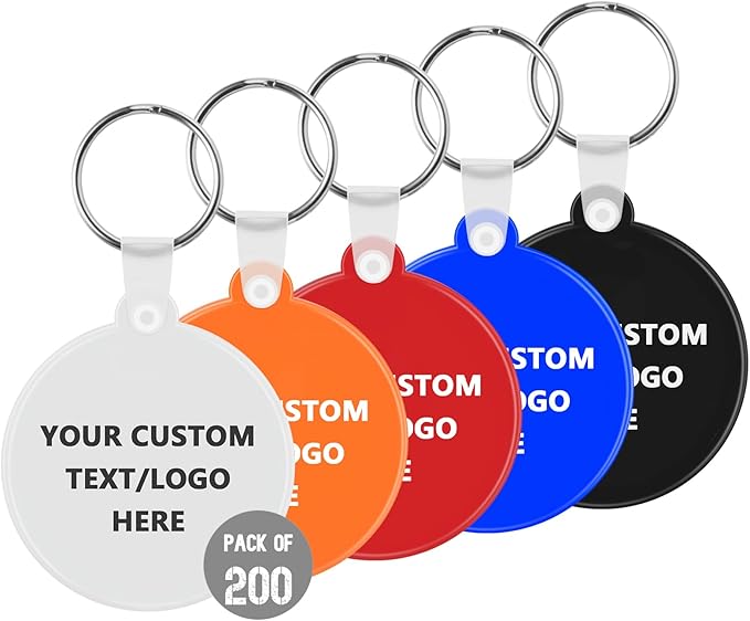 Custom Round Soft Keychains 200 Pack, Personalized Logo, Text Bulk by Paintechz