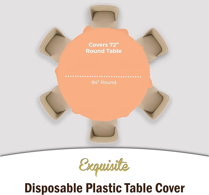 Exquisite 12-Pack Premium Plastic 84-Inch Round Tablecloth - Image 4