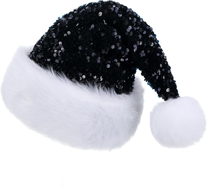 Personalized Sequin Santa Hat for Adults, Xmas Halloween New Year Holiday by Unknown