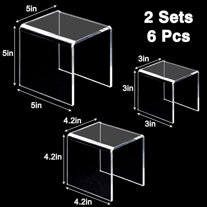 Fixwal 2 Set Acrylic Display Risers Cupcake Stands Clear Dessert Table Display - Image 2