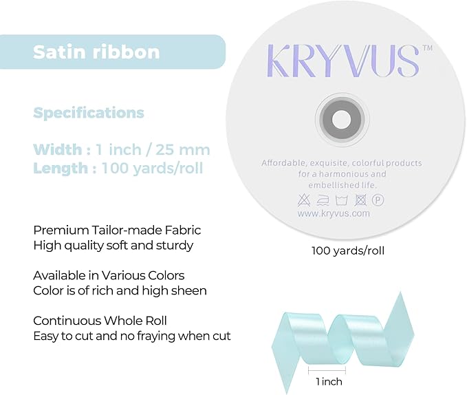 Light Blue Satin Ribbon 1 inch X Continuous 100 Yards, Single Face Polyester - Image 3