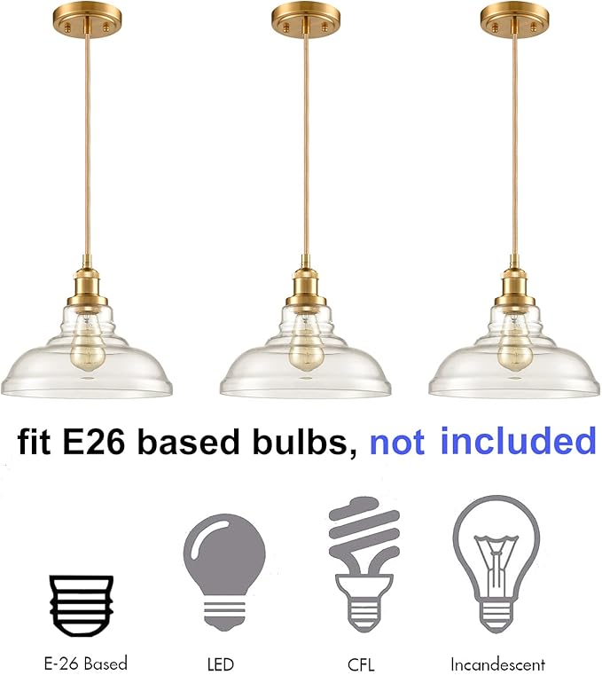 CLAXY Modern Gold Pendant Light Classic Glass Dome Kitchen Hanging Light - Image 5