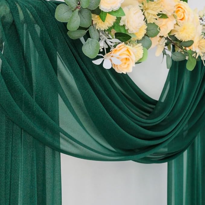 Socomi Wedding Arch Draping Fabric 29" x 20Ft 1 Panel Emerald Green Sheer - Image 4