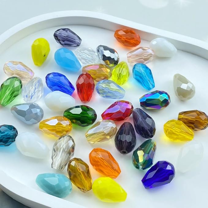 200pcs 4x6mm Teardrop Crystal Glass Beads Vertical Hole Faceted Loose Spacer - Image 2