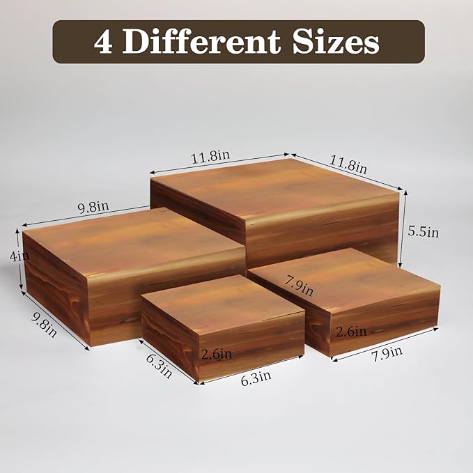 4 Pcs Buffet Risers, Wood Food Riser Dessert Display Stand - Image 2
