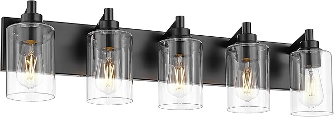 5-Light Bathroom Light Fixtures, 30 Inch Black Vanity Light by Metwet