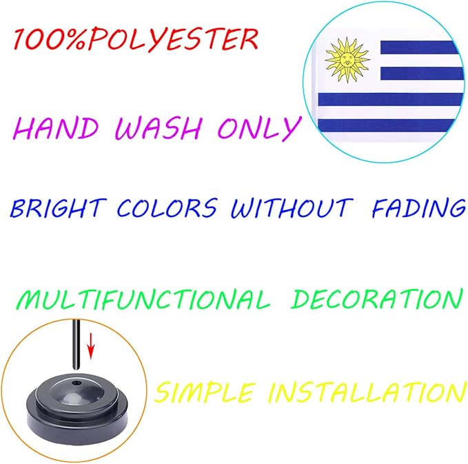 WXTWK 2 Pack Uruguay Flag Uruguay Deluxe Desk Flag Set - Image 3