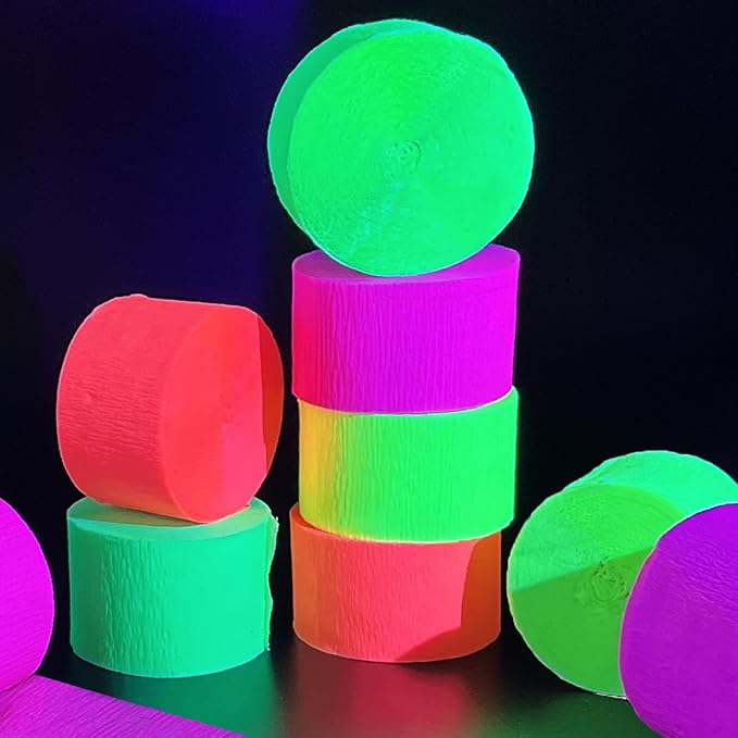 800 feet Glow Party Neon Streamer Decorations Glow Crepe Paper Streamers UV - Image 2