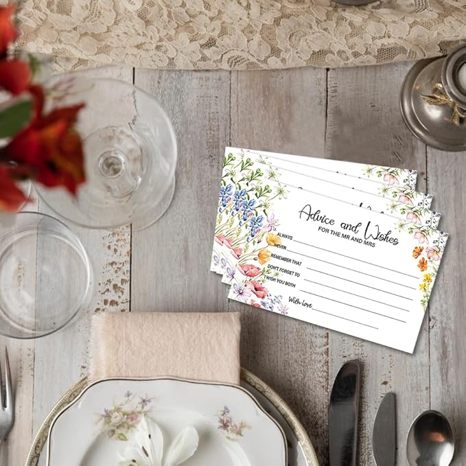 50Pcs Flower Wedding Advice Cards - Image 5