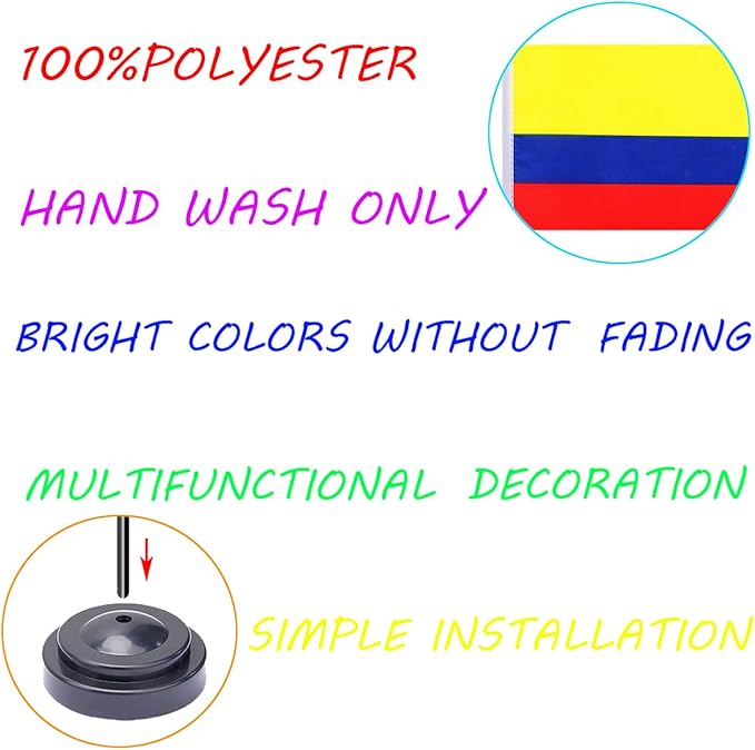 WXTWK 2 Pack Colombian Flag Colombian Deluxe Desk Flag Set - Image 4