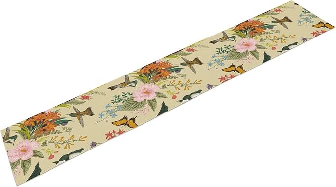 Brown Bird Floral Table Runner Spring Flower Kitchen Table Decoration Suitable - Image 2